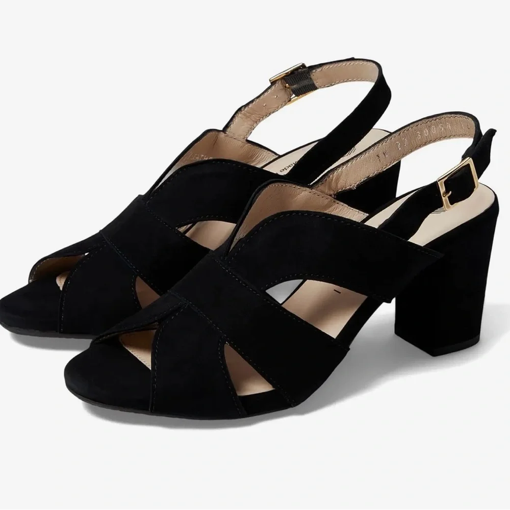 NWOT‎ Eric Michael Women’s Portugal Lark Black Leather Heels Size EU 42 (11-12)